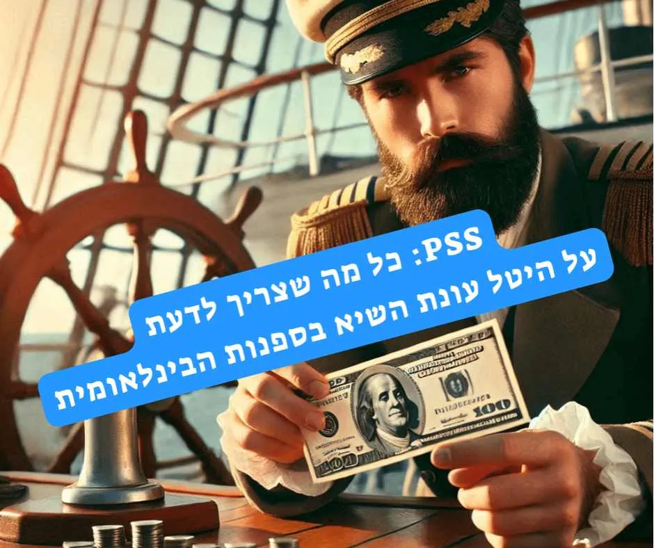 קפטן ספינה בלבוש ימי מסורתי אוחז שטר של 100 דולר, כשברקע גלגל ההגה של הספינה