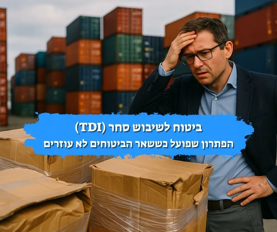יבואן מודאג עומד מול ארגזים פגומים בנמל מכולות - המחשה של שיבוש בתהליך הייבוא